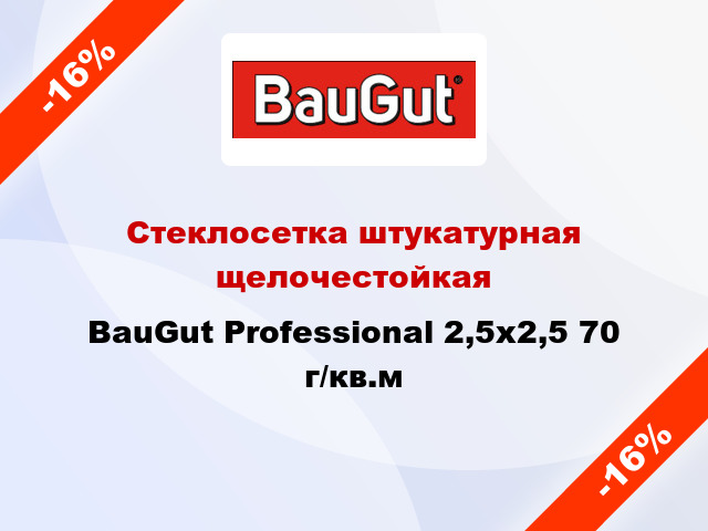 Стеклосетка штукатурная щелочестойкая BauGut Professional 2,5x2,5 70 г/кв.м