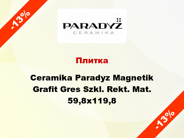 Плитка Ceramika Paradyz Magnetik Grafit Gres Szkl. Rekt. Mat. 59,8x119,8