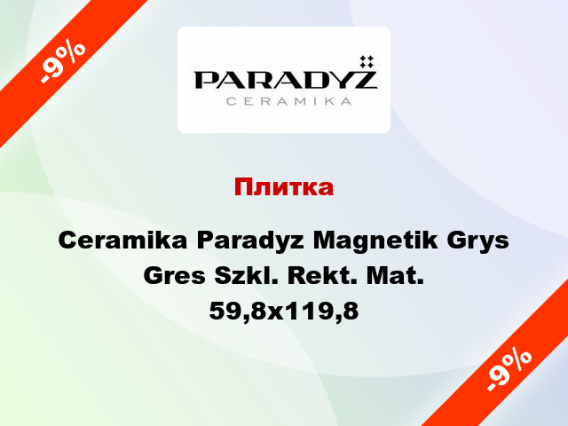 Плитка Ceramika Paradyz Magnetik Grys Gres Szkl. Rekt. Mat. 59,8x119,8