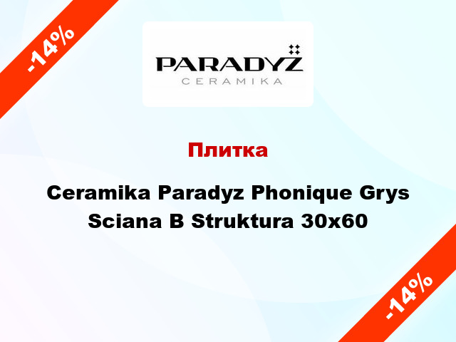 Плитка Ceramika Paradyz Phonique Grys Sciana B Struktura 30x60