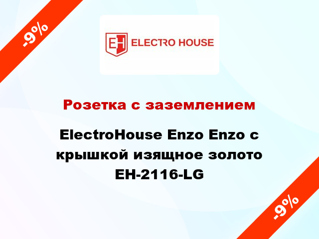 Розетка с заземлением ElectroHоuse Enzo Enzo с крышкой изящное золото EH-2116-LG