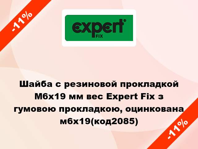 Шайба с резиновой прокладкой М6x19 мм вес Expert Fix з гумовою прокладкою, оцинкована м6x19(код2085)