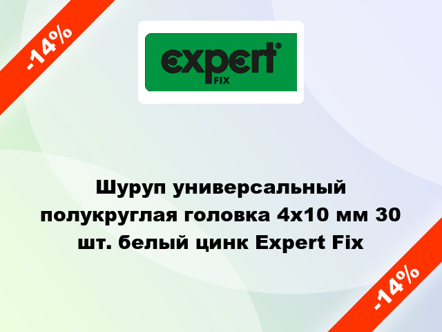 Шуруп универсальный полукруглая головка 4x10 мм 30 шт. белый цинк Expert Fix