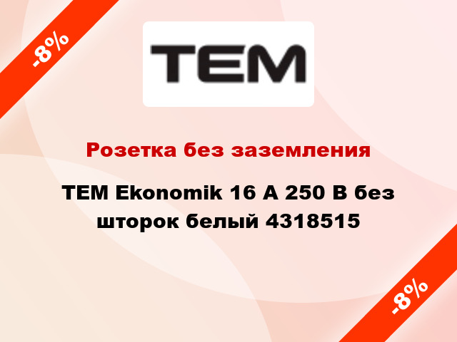 Розетка без заземления TEM Ekonomik 16 А 250 В без шторок белый 4318515