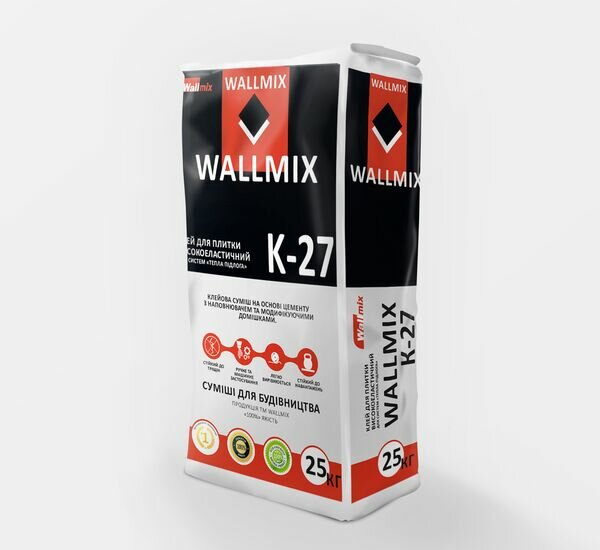 Wallmix К-27 Клей для плитки високоеластичний, 25 кг 