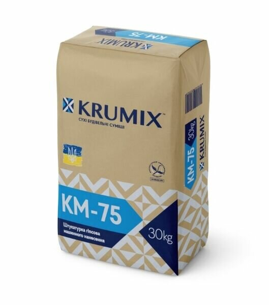Штукатурка Krumix гіпсова КМ-75 машинна 30 кг