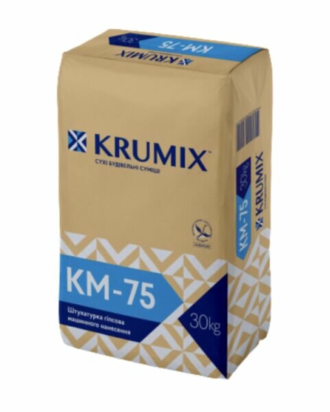 Штукатурка Krumix гіпсова КМ-75 машинна 30 кг