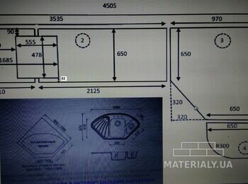 Столешница украина гранит угловая 4505х1520 ширина 650 толшина 3